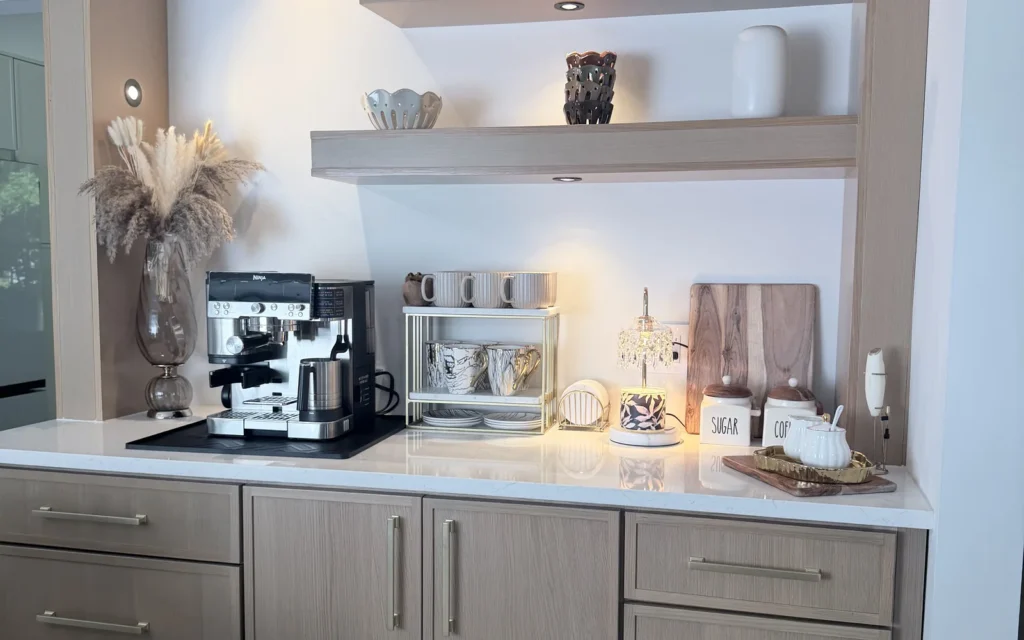 Completed Custom Built-In Coffee Bar by Reliance Construction
