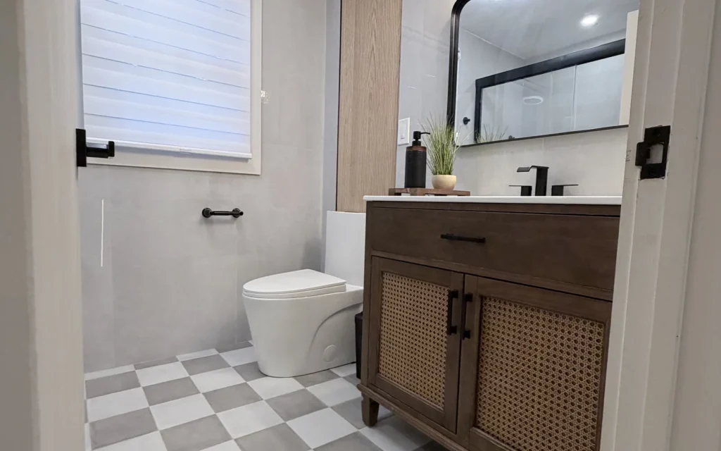 Completed Natural Modern Guest Bathroom by Reliance Construction